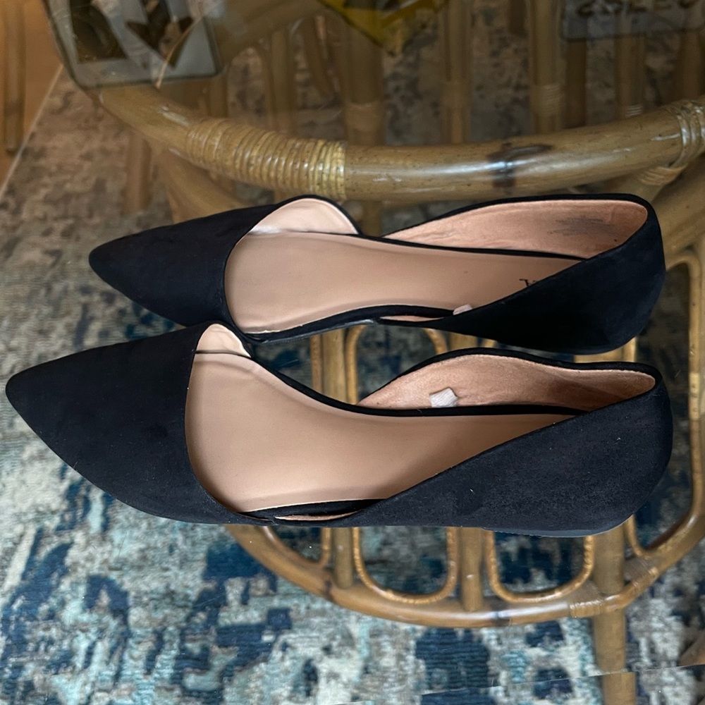 Black Pointed Toe Flats, size 10